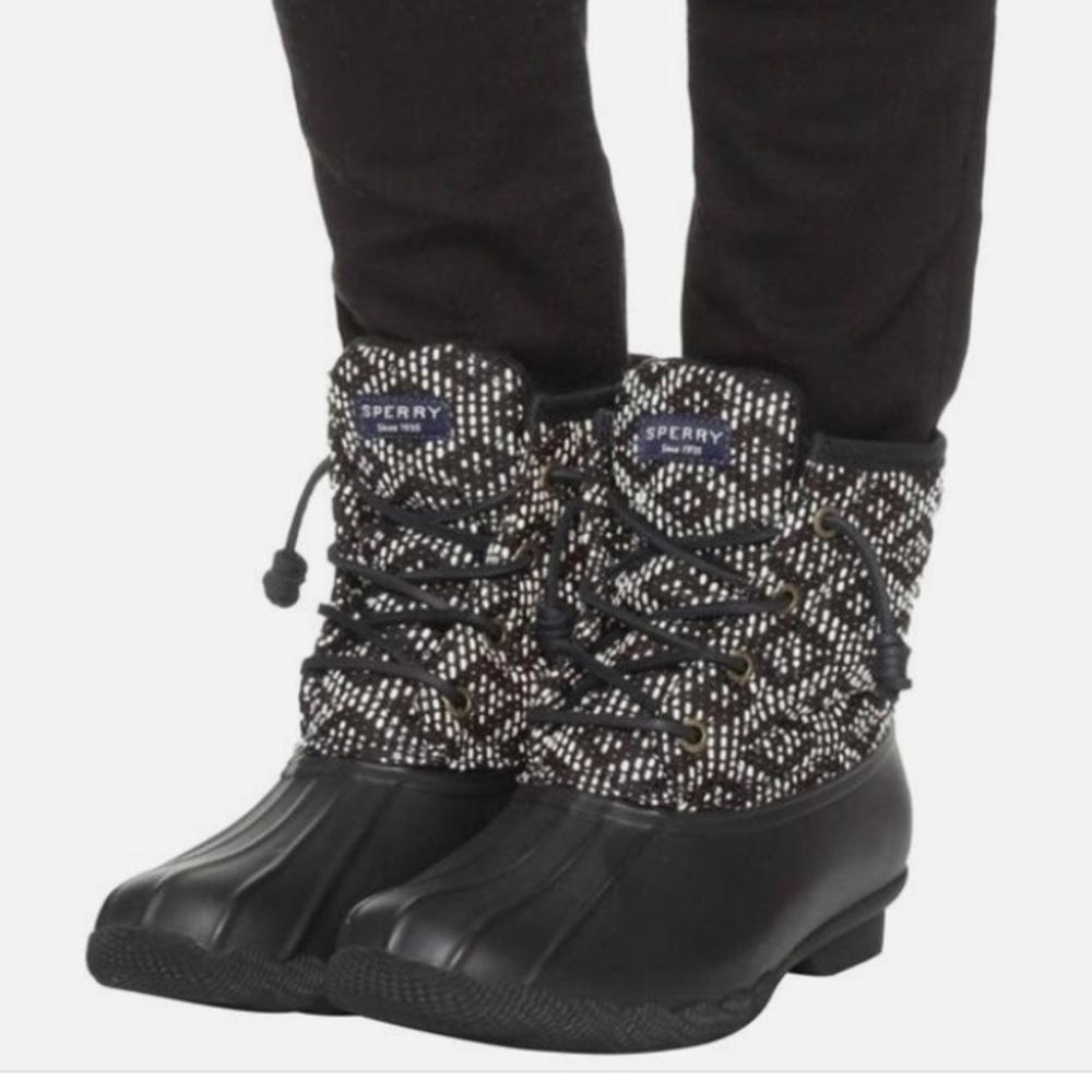 SPERRY Top-Sider Saltwater Duck Boots Tribal Black/White